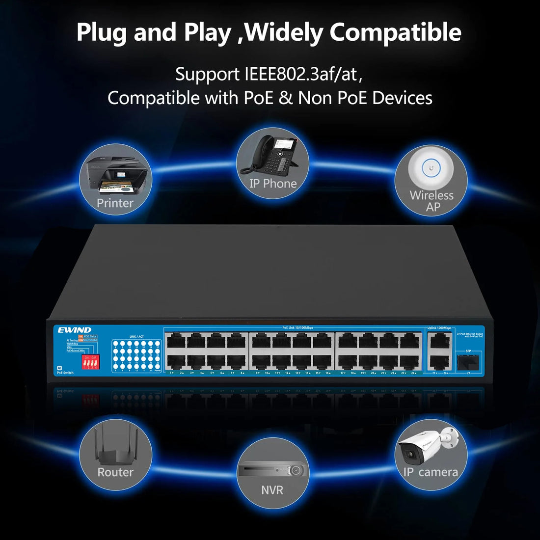 Professional PoE Switch Factory 4/8/10/16/24/48 Port 100M or Full Gigabit Network Switch Original Manufacturer for CCTV Security