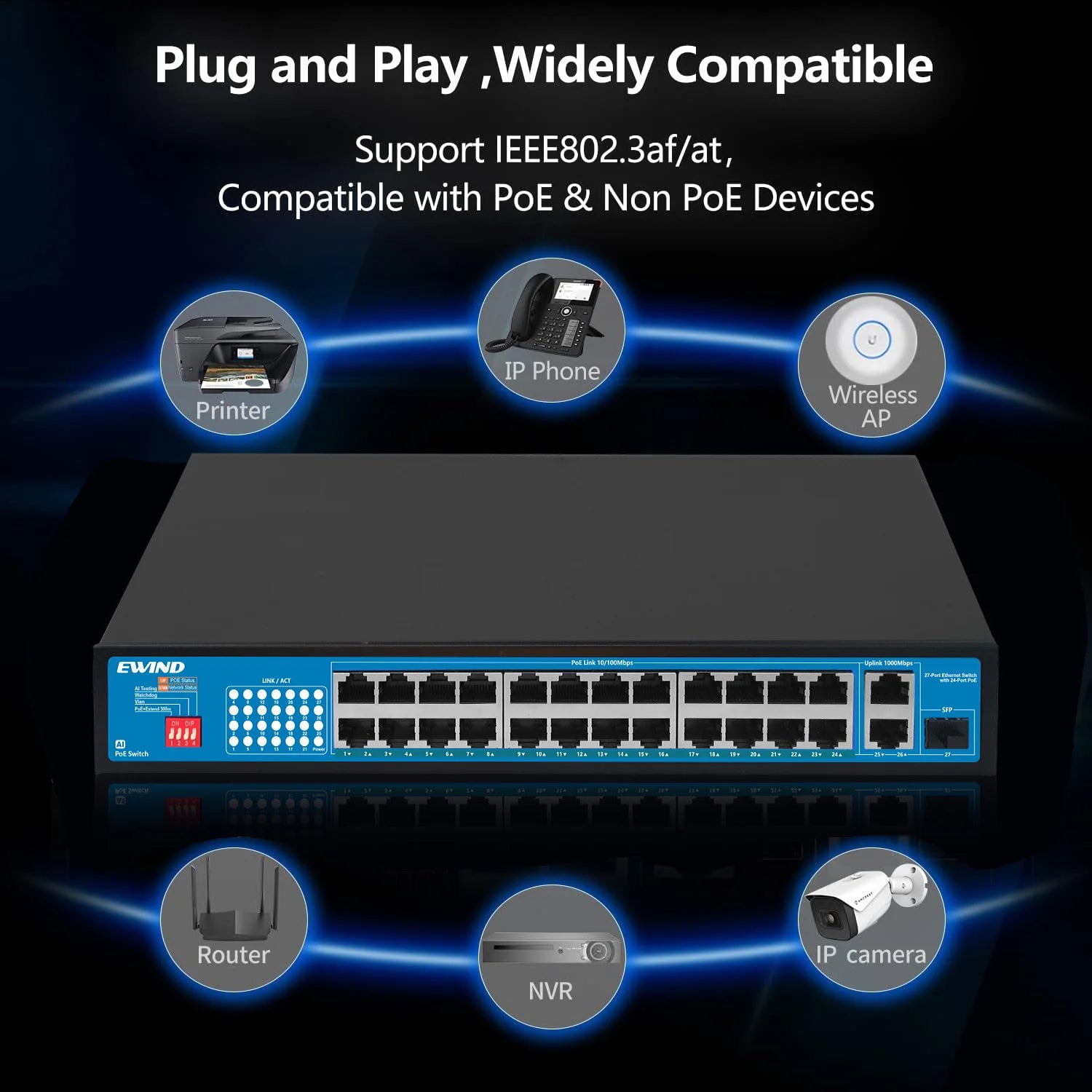 Professional PoE Switch Factory 4/8/10/16/24/48 Port 100M or Full Gigabit Network Switch Original Manufacturer for CCTV Security
