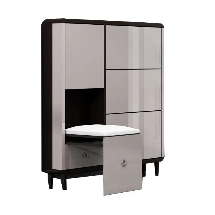Modern Light Luxury Paint with Stool Tipping Bucket Narrow Shoe Cabinet