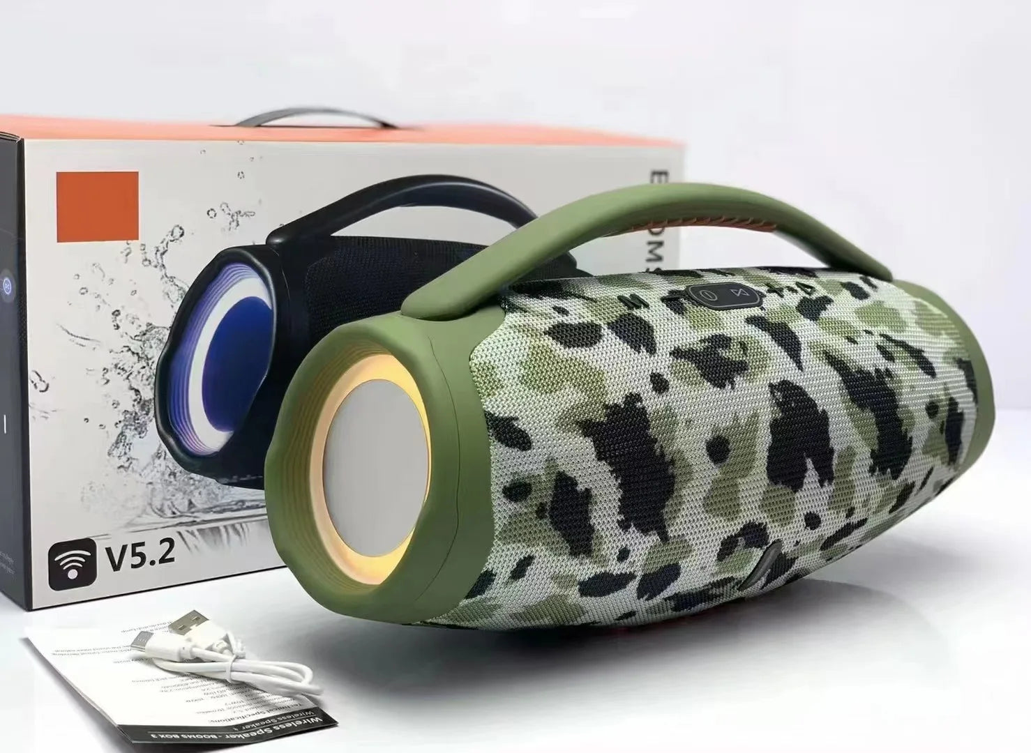 Mini Boombox3  LED Speaker 10W Bass With Handle Portable Wireless Music Player Waterproof Column Outdoor Party Box Gift