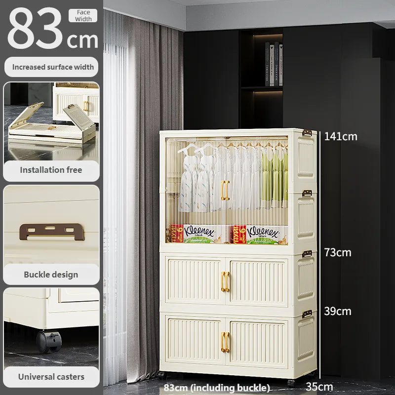 55-85CM Multifunctional Wardrobe Thickened And Movable Cabinet Suitable For Organizing In Children'S And Babies' Bedrooms