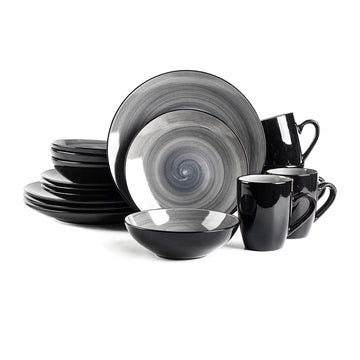 Semtember Promotion Grey Round Western Style Ceramic Plates Unique Design Ceramic Plate Microwave Safe Dinnerware Sets Festival