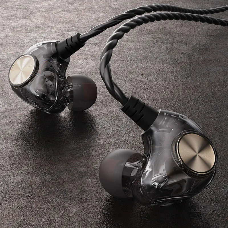 Wired Headphones with Microphone In Ear Monitor Earbuds Metal Bass HiFi Earphone Dual Drive Sport Noise Cancelling Headset
