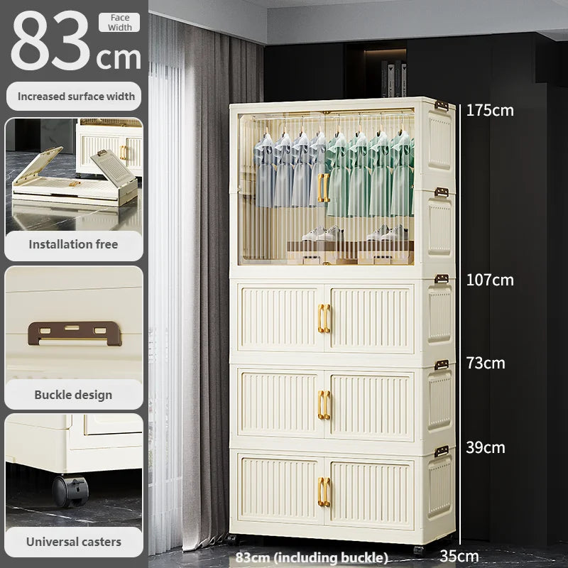 55-85CM Multifunctional Wardrobe Thickened And Movable Cabinet Suitable For Organizing In Children'S And Babies' Bedrooms