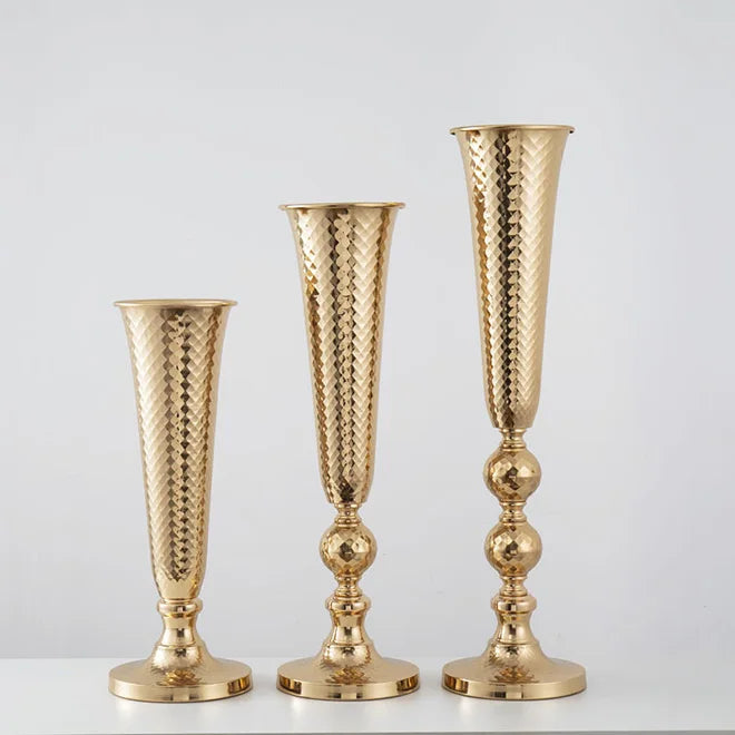 Factory Price Wedding Decorations Gold Iron Vase Pillar Indoor Greek Vases Artificial European Arrangement for Anniversary