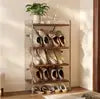 Free Standing Solid Wood 4-Tier Slanted Shoe Rack for Small Spaces Entryway & Front Door Garage Modern Design Style