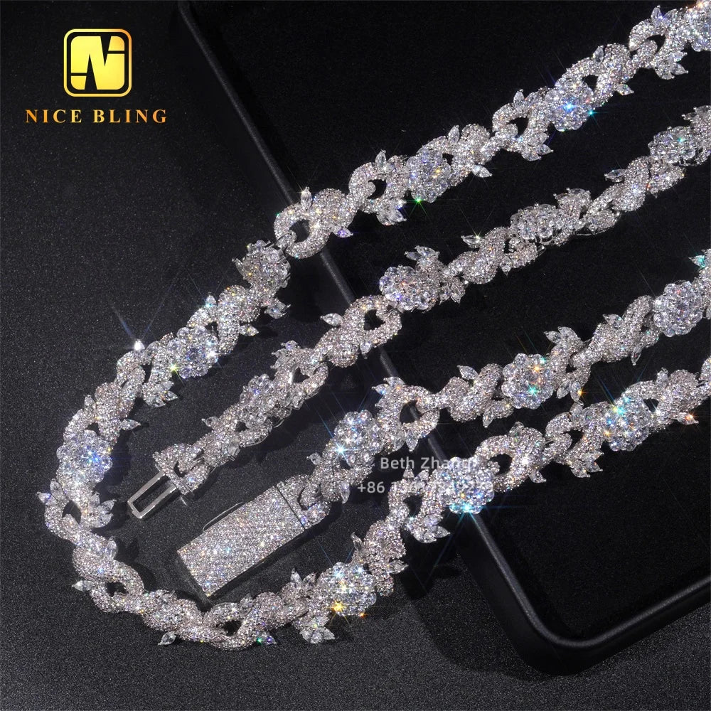 Custom Cuban Chains Fashion Hip Hop Jewelry 15mm Brass CZ Diamond Link Necklace Men Unique Design Cubic Zirconia Necklaces