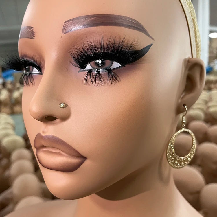 Mode Makeup Female Mannequin Head Display Black Tete De Stand with Realistic Shoulders Wig Displays