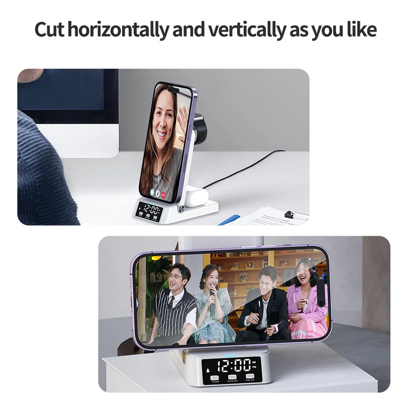Alarm Clock for iPhone 15 14 Holder 3 in 1 Wireless Chargers Phone Holder Station for Watch Trending Products 2025 New Arrivals