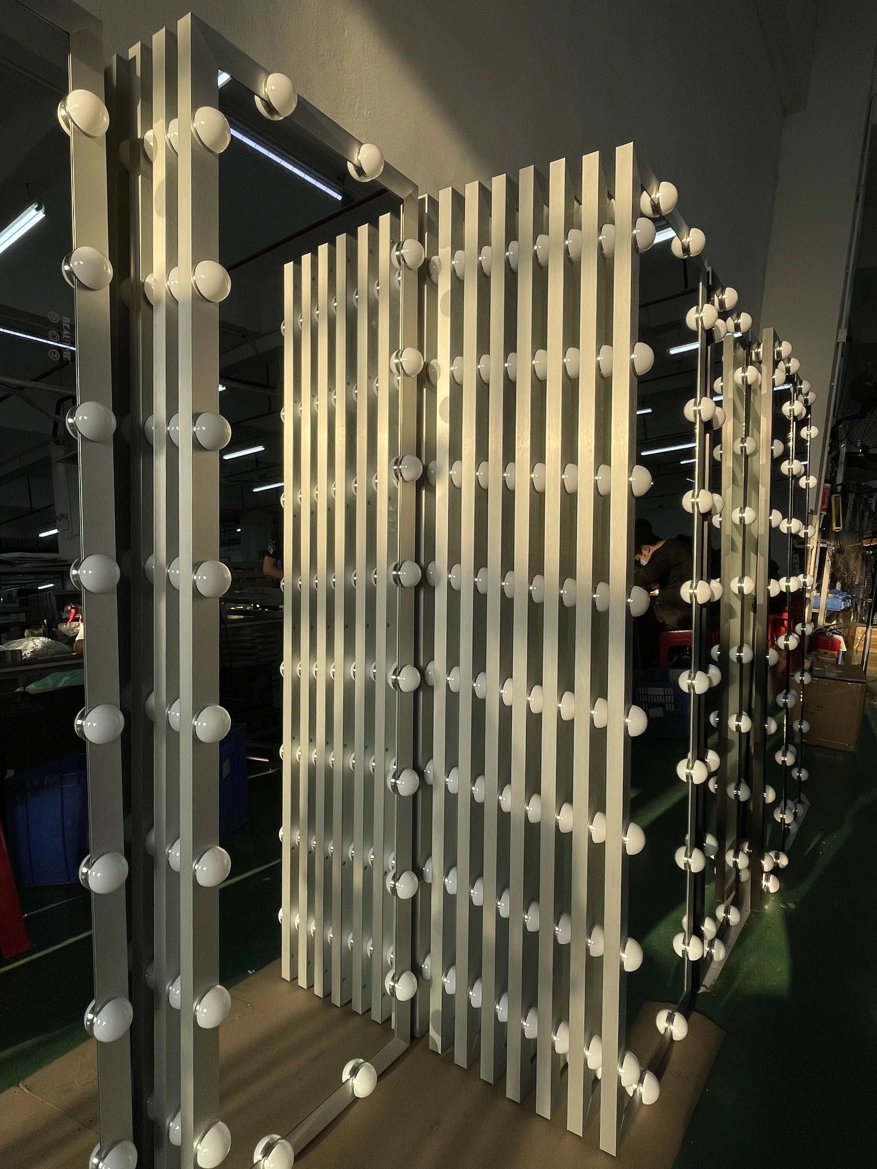 US Stocks Free Dressing Standing LED Large Oversized Wall Mounted Body Floor Mirror Full Length with Light Bulbs for Bedroom