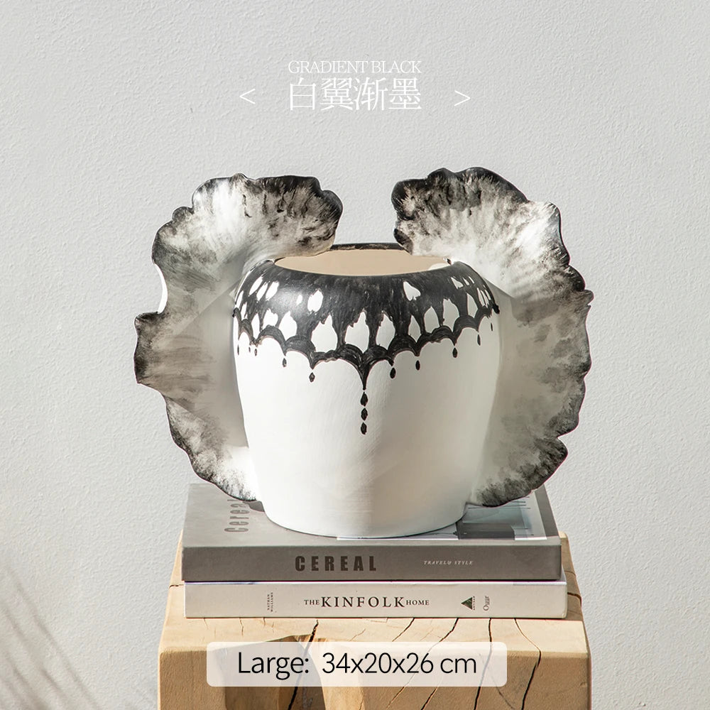 Merlin Living Hand Painting Flower Vase for Home Decor Butterfly Vase Ceramic Decoration Chaozhou Ceramic Factory Wholesale