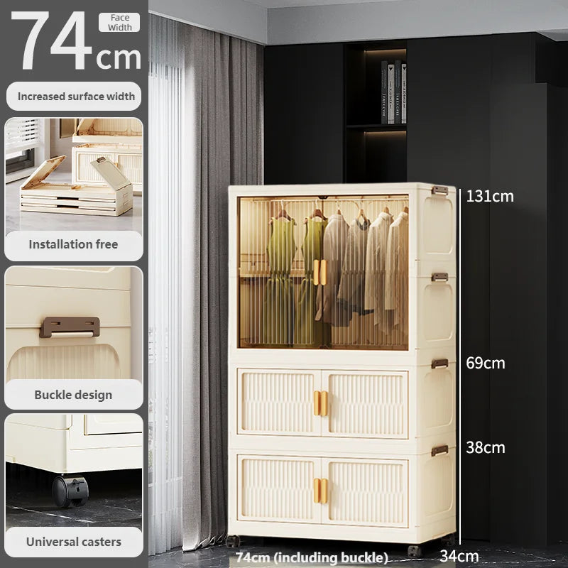 55-85CM Multifunctional Wardrobe Thickened And Movable Cabinet Suitable For Organizing In Children'S And Babies' Bedrooms
