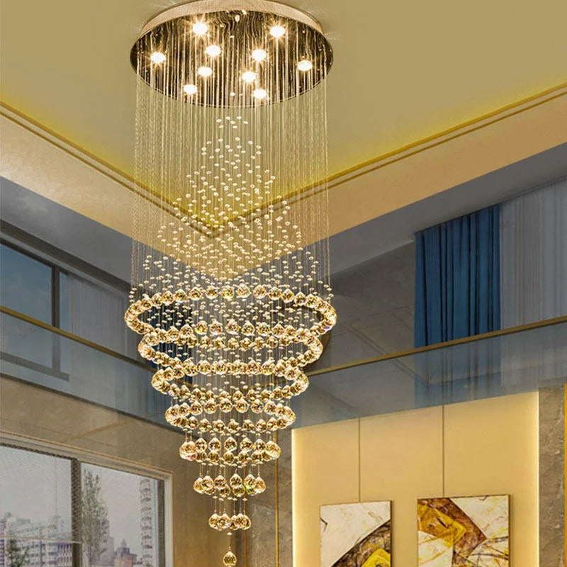 Factory Licht Luxury Crystal Chandelier Hanging Pendant Lamp for Villa Staircase Restaurant Hall Lighting