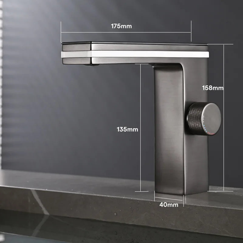 Hot Selling Brass LED  Ambient Light  Bathroom Washbasin Tap Intelligent Digital Display Hot and Cold Water Vanity Basin Faucet