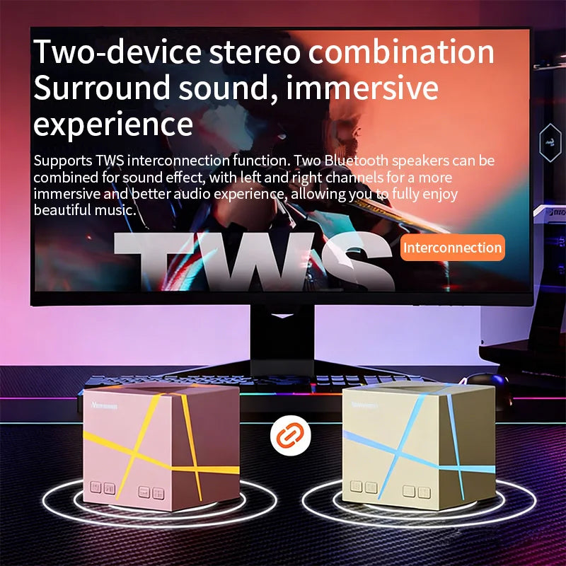 Music Sound 5W Powered Rgb Electronic Gadget Mini Cube Portable Speaker Outdoor Speaker