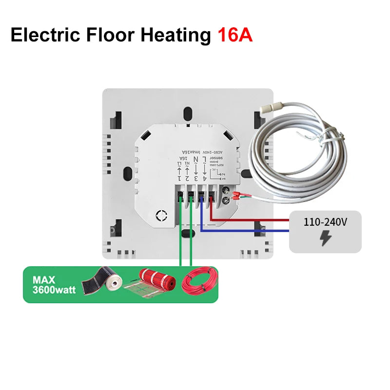 Wi-fi Water Floor Heating Thermostat for 16A Electric 3A Water Heating Gas Water Boiler Work with Alexa Yandex