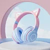 Cheap  BT 5.0 Audifonos Gamer Wireless Gaming Headsets Cat Ear Cute Headphones for Girls Auriculares Bluetooth Earphones