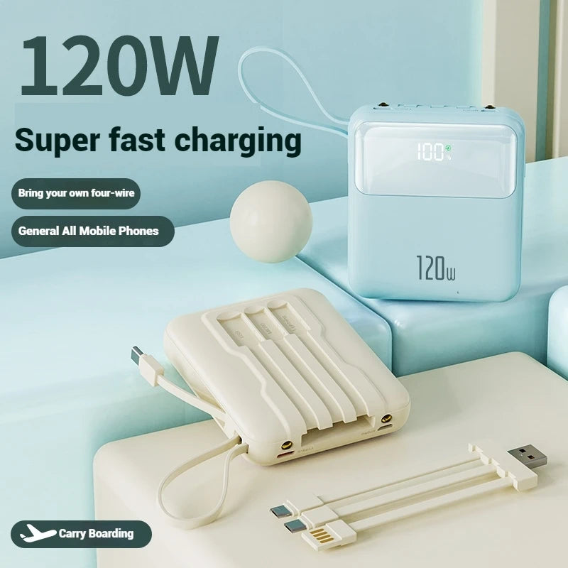 High Quality OEM Custom logo  Products 22.5W Fast Charging With Cable TYPE-C PD20W Mini Portable Powerbank 10000mAh Power Banks