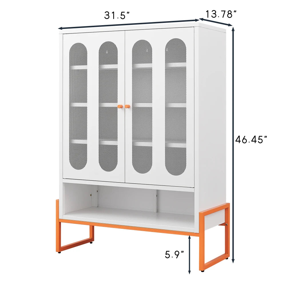 Modern Minimalist Double Door Shoe Cabinet with Adjustable Mesh Doors and High Foot Hollow Storage Cabinet Bottom