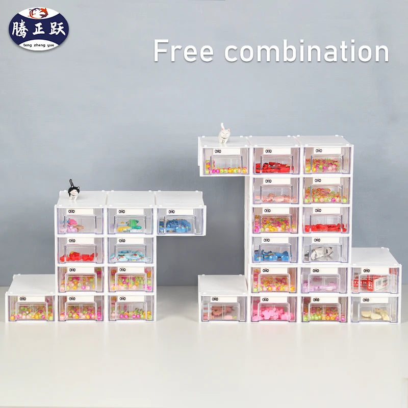 Tengzhengyue 40 Grid Combination Type Plastic Component Box Drawer Type Small Parts and Accessories Classified Storage