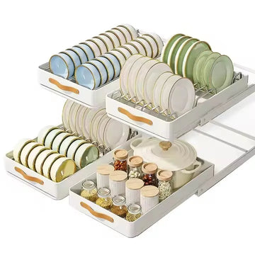 Under Sink Pull-Out Home Organizers with Adhesive Nano Film Fixed Slide Out Drawers Pull Out Cabinet Organizer Storage Cages