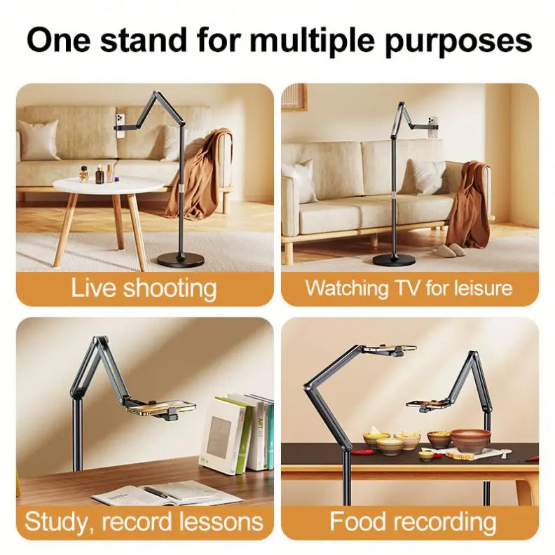 360-Degree Adjustable Universal Desk Holder Mechanical Phone Tablet Stand with Height Adjustable Metal Compatible All Devices