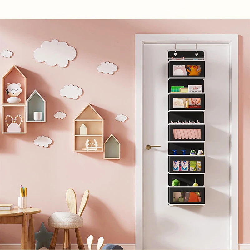 Foldable Wall Mount Hanging Organizer Storage over Door 5 Large Pockets for Toy and Stuffed Animal for Wardrobe Use
