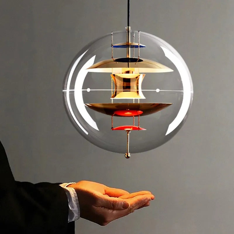 Danish Globe Spherical Planet Chandelier Designer Creative Stylish Art Decorative Planet Dining Table Lamp for Living AC Hanging