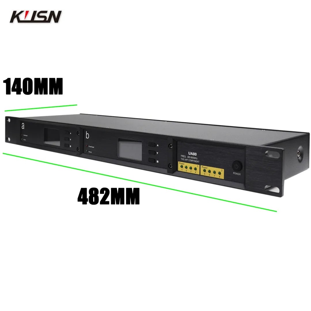 UA80+A2001 UHF Microphone Wideband Antenna Splitter 450-1000MHZ RF Signal Directional 16 Grounps Microphone Amplifier