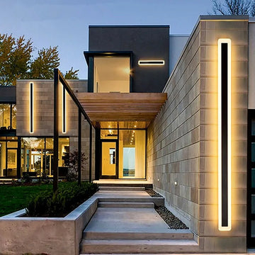 110V 220V Modern Outdoor Exterior Linear Strip Wall Lamp 3000K 6000K Warm White Garden Sconce Long LED Wall Light