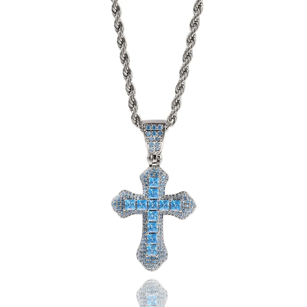 High Quality Hip-hop Cross Necklace for Men and Women Light Luxury Micro Paved Zircon Cross Pendant Necklace Wholesale