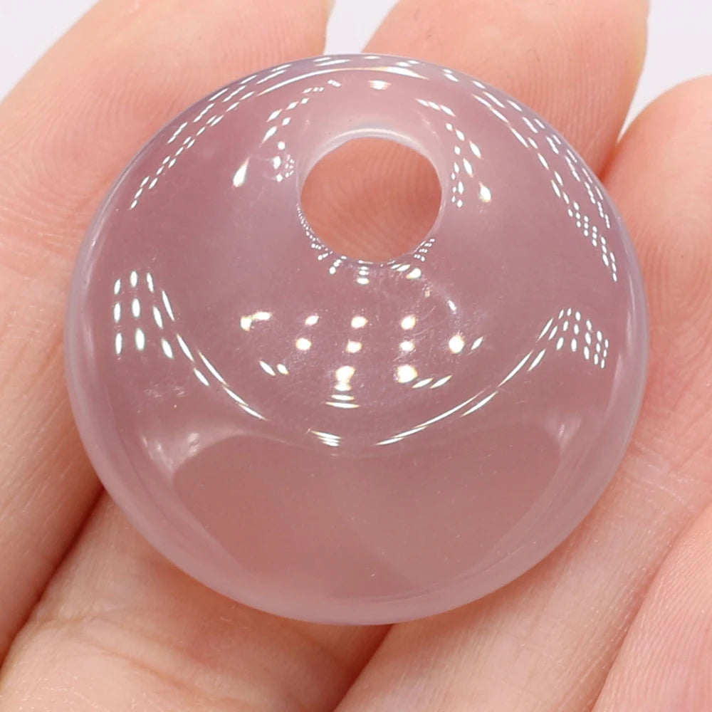 Natural Stone Pendant Semi-precious Stones Round Big Hole Charms For Jewelry Making DIY Necklace Bracelet Earrings Accessories