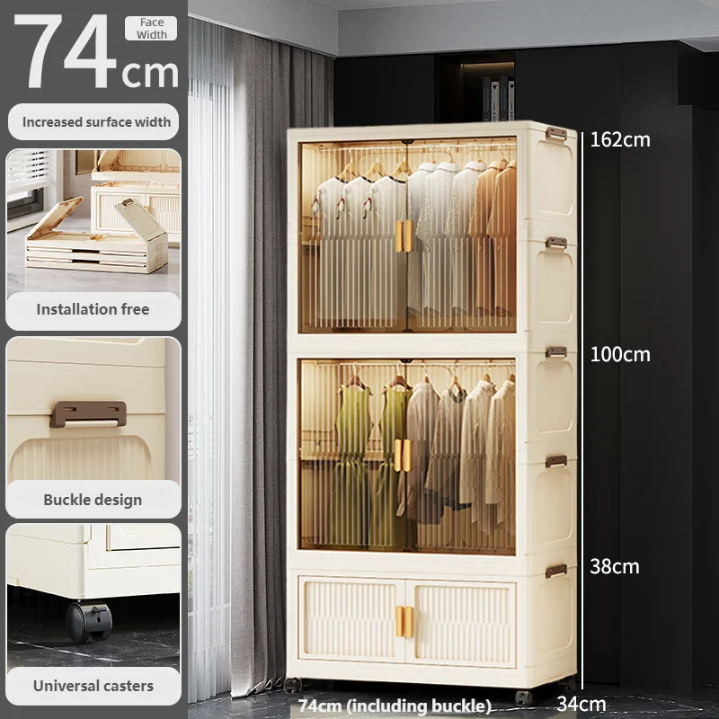 55-85CM Multifunctional Wardrobe Thickened And Movable Cabinet Suitable For Organizing In Children'S And Babies' Bedrooms