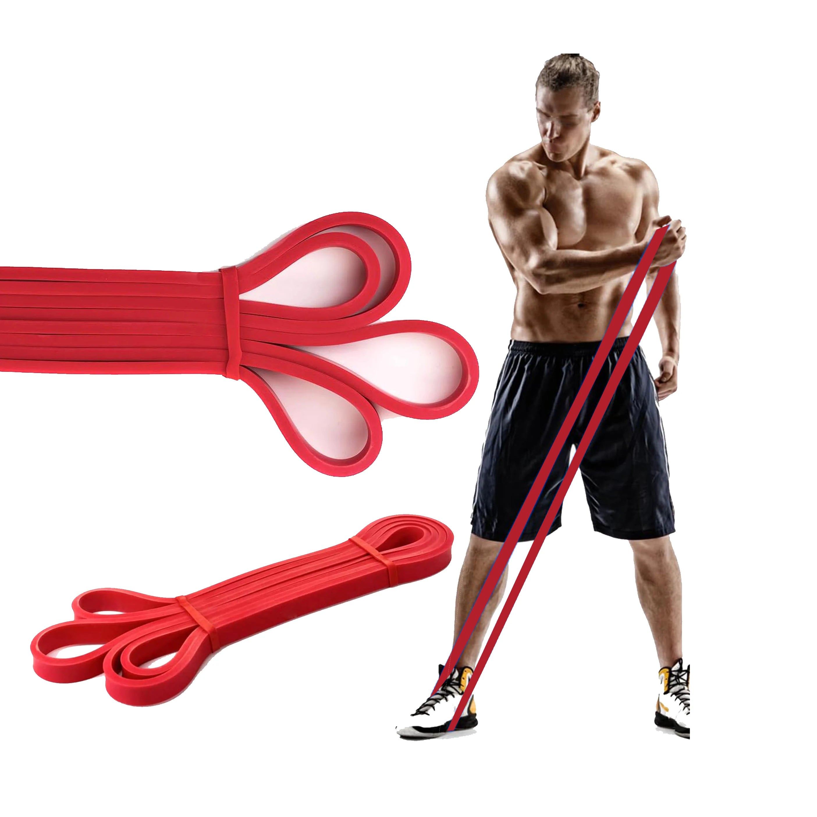 Natural Latex Strength Loop Resistance Gym Fitness Bands Red Elastic Home Workout Equipment Training Yoga Exercise Power Band