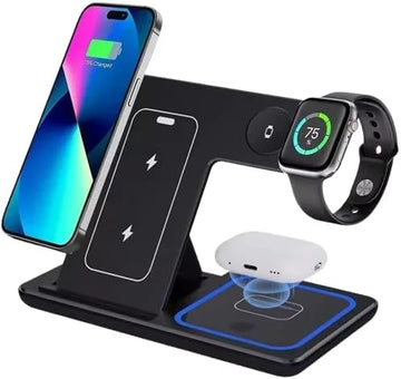 Wholesale Portable 3 in 1 Multifunction Fast Wireless Charging Stand 15w Phone 3 in 1 Foldable Wireless Charger