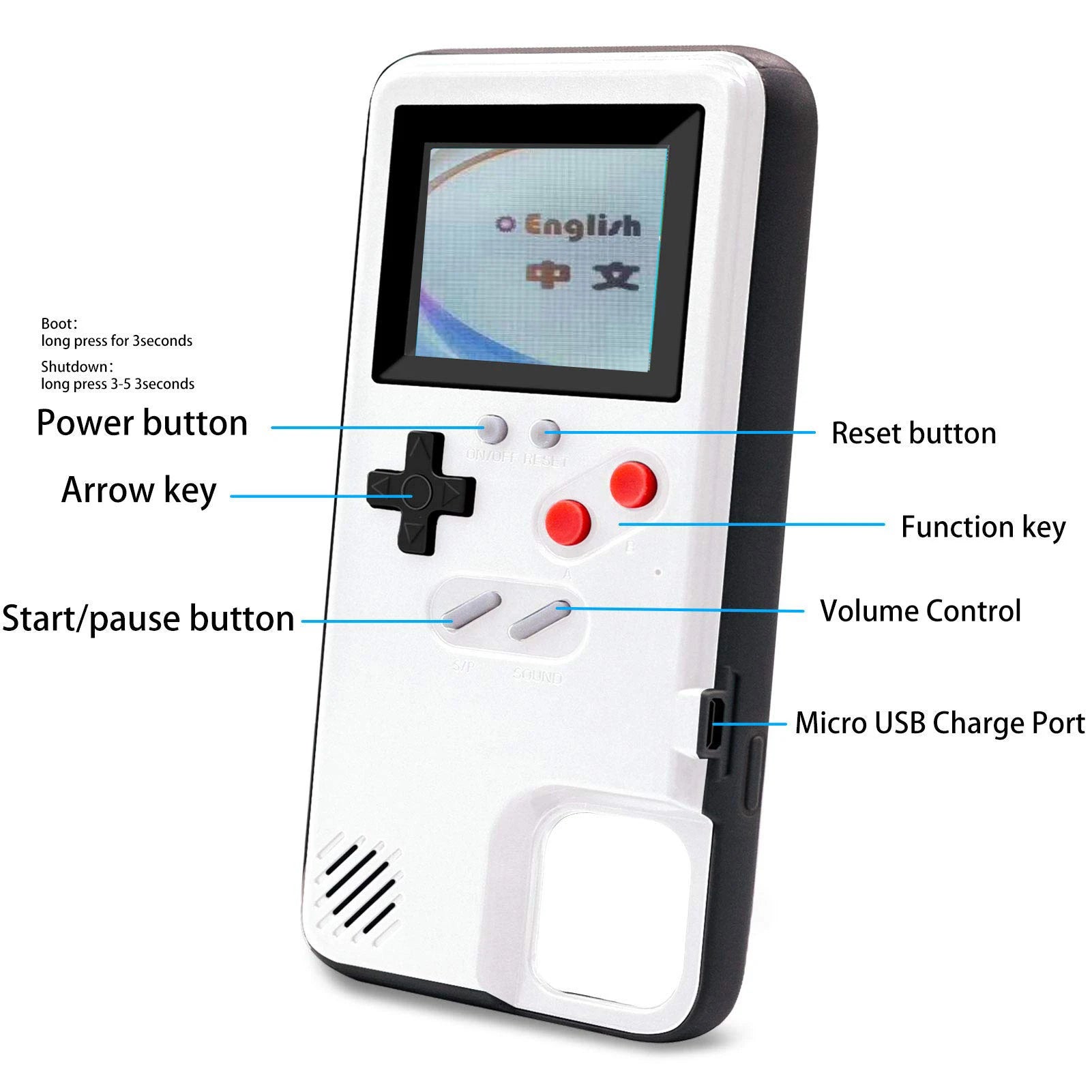 2021 Color Screen Handheld 36 Classic Game Console Phone Case Video Retro Game Player Phone Case
