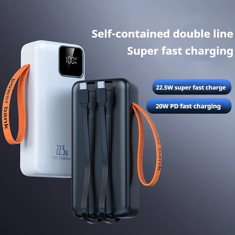 High Quality 50000mAh Power Banks Fast Charging Power Bank Portable Charger Built-in  2 Cables Fast 50000mah Power Bank