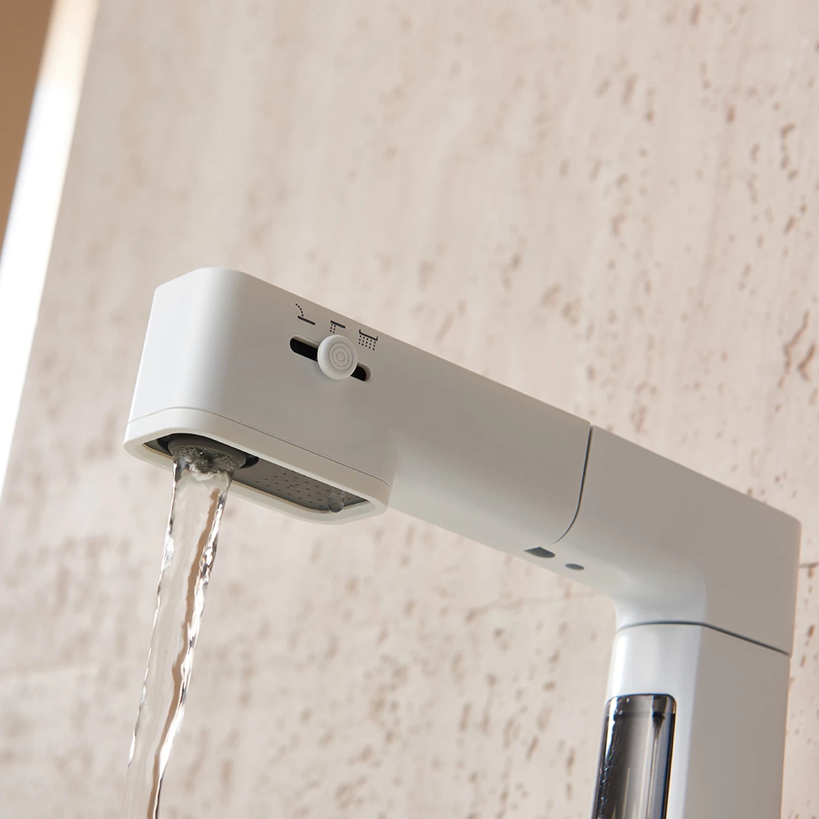 Basin Faucet Gray/White Brass Faucet  Pulling and Lifting Basin Faucet with Digital Display and Warm Atmosphere Light