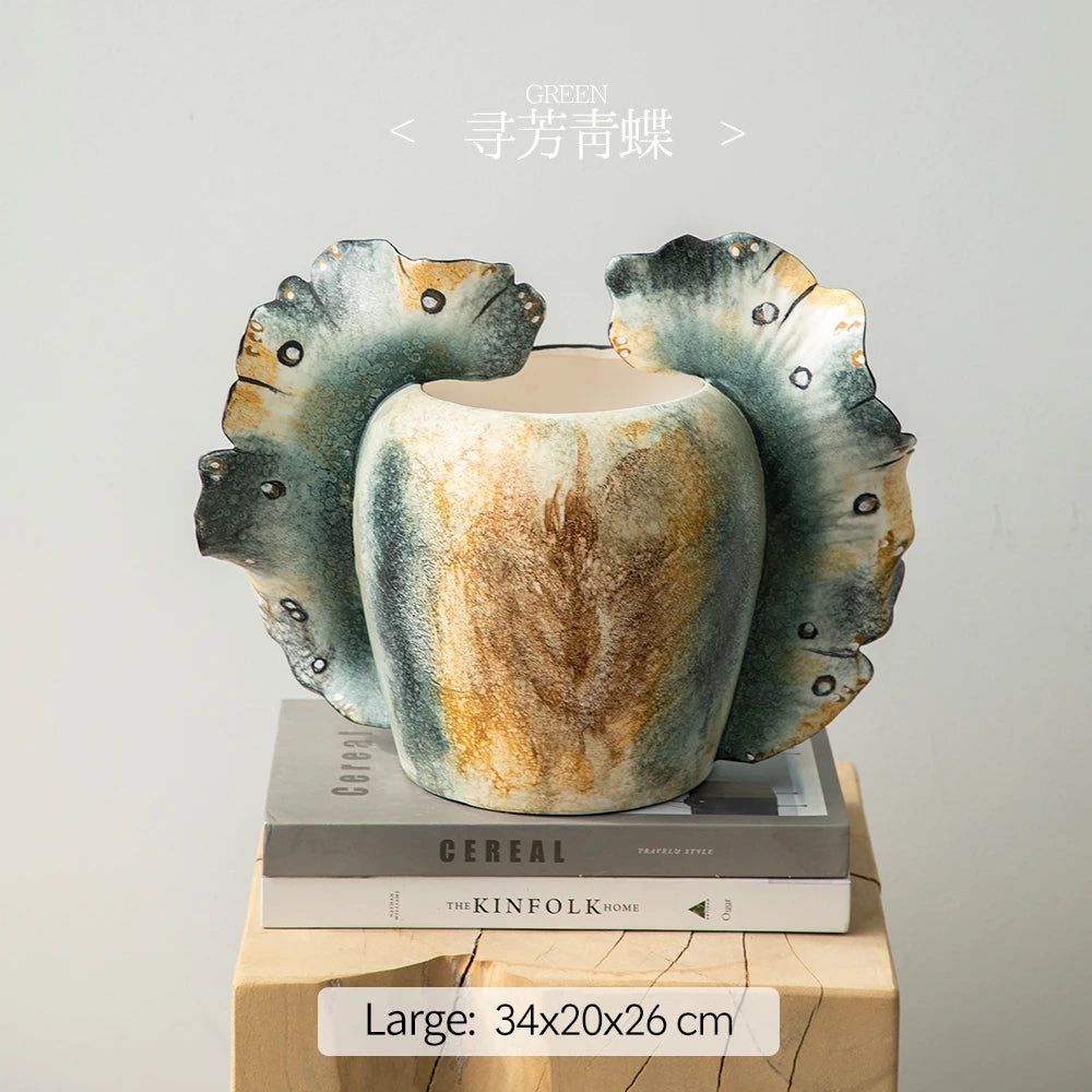 Merlin Living Hand Painting Flower Vase for Home Decor Butterfly Vase Ceramic Decoration Chaozhou Ceramic Factory Wholesale
