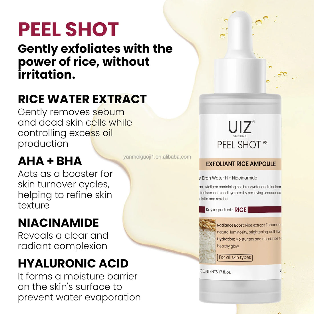Remove Blackheads Rice Exfoliating Ampoule Peel Pore Minimizing Black White Rice for Brightening Glowing Face Serum