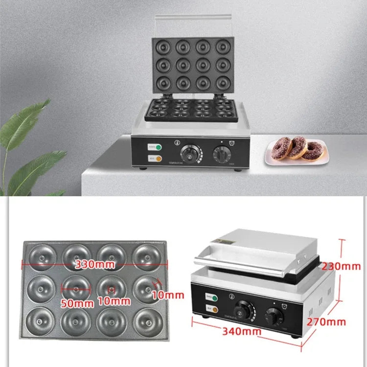 12 Grids Mini Donut Maker Machine  Donut Machine Electric Non Stick Makes for Kids Donut Maker  Doughnuts with Timer Thermostat