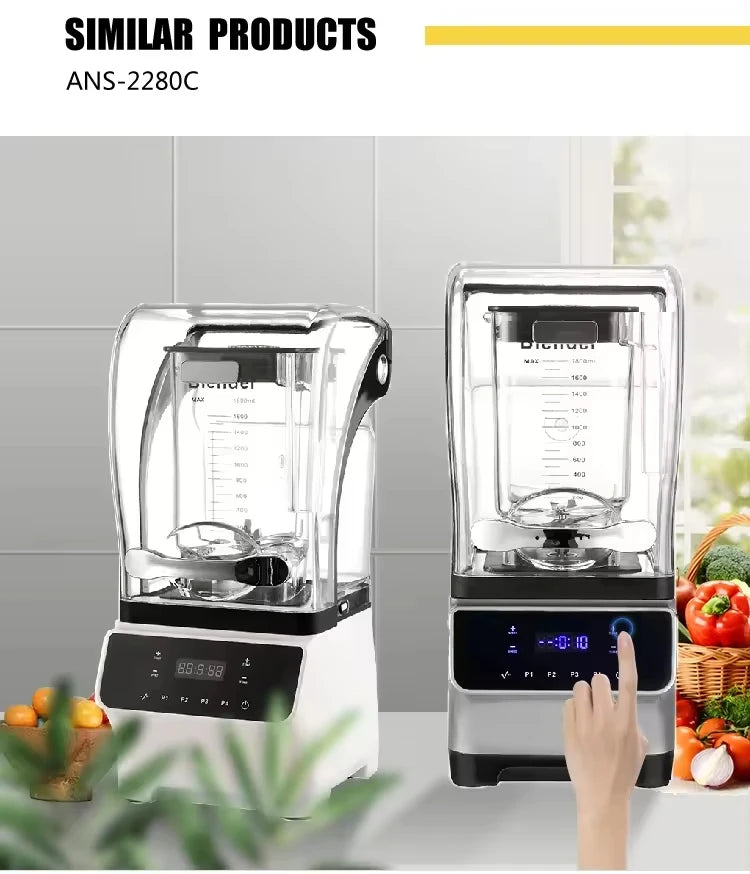 1.8LCommercial ANS-2280C EN 220V Silence Commercial Sound Proof Blender Digital Strong Blender Professionnel Blender