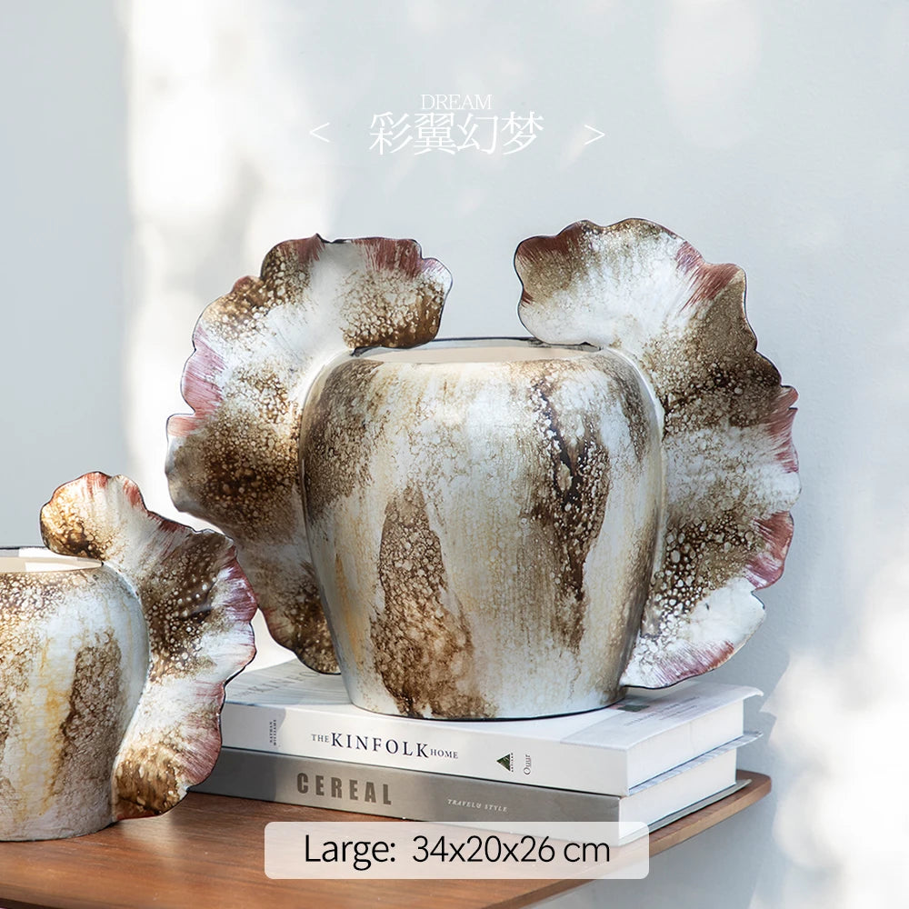 Merlin Living Hand Painting Flower Vase for Home Decor Butterfly Vase Ceramic Decoration Chaozhou Ceramic Factory Wholesale