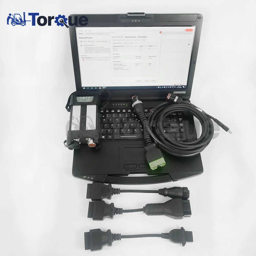 CF54 Laptop Construction Equipment PTT Tech Tool dev2tool.exe Software Heavy Duty Truck DIAGNOSTIC Tool Vocom II 88894000 Vocom2