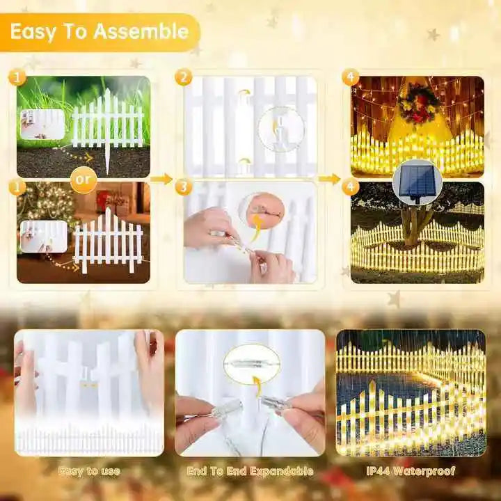 Waterproof Outdoor Solar & Plug Garden Fence Decorative Lighting for Christmas Tree and Courtyard Decoration