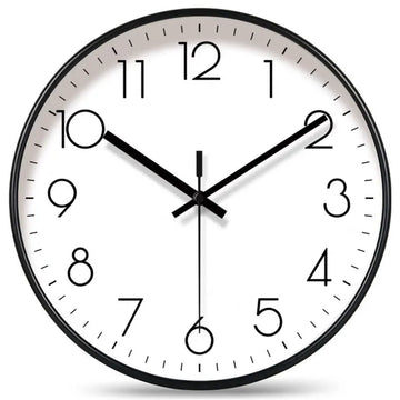 Modern Round Black Plastic Black Wall Clock  Manufacturer with Quartz Movement Custom Logo Simple Needle Display for Living Room