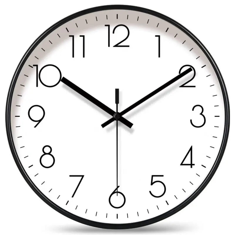 Modern Round Black Plastic Black Wall Clock  Manufacturer with Quartz Movement Custom Logo Simple Needle Display for Living Room