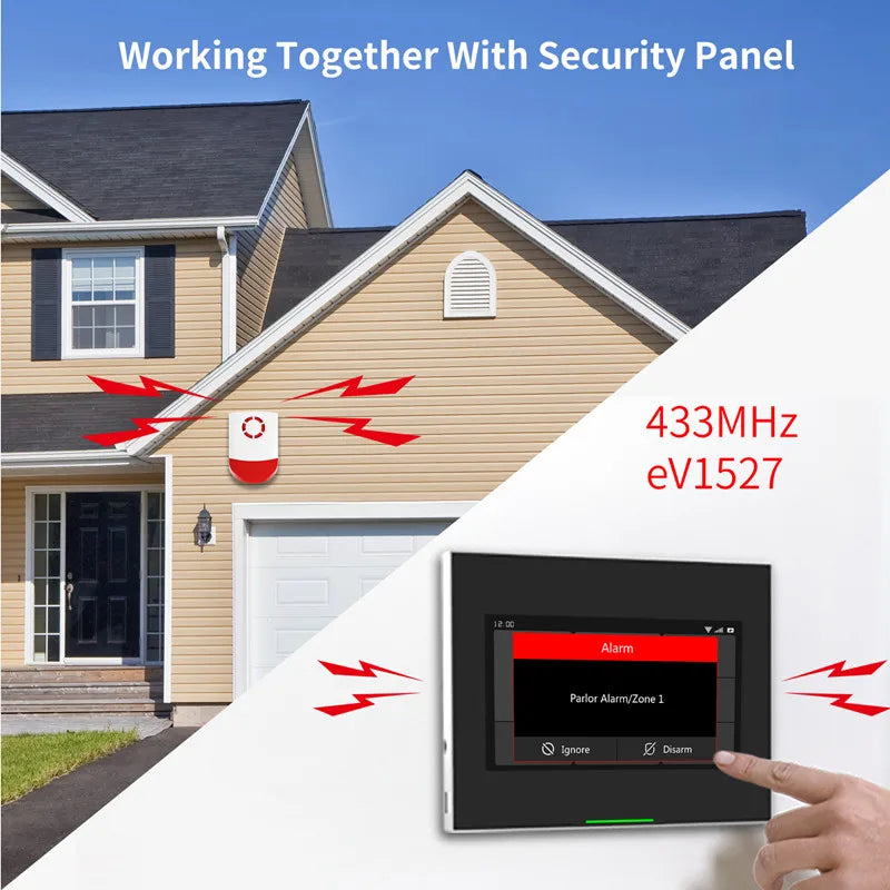 Staniot 433Mhz Indoor/Outdoor Wireless Siren Waterproof Flash Strobe Alarm 120db High Decibel For Smart Security Alarm System