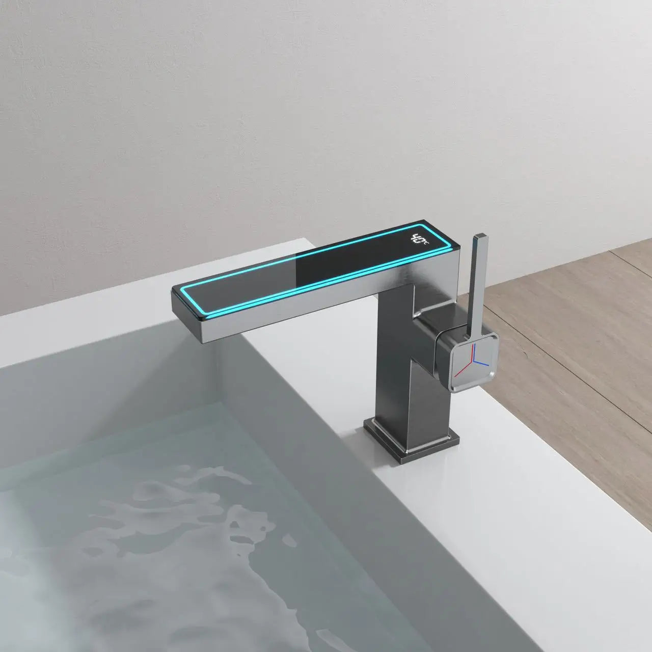 Modern LED White Brass Deck Mounted Electric Basin Single-Hole Water Mixer Tap Digital Temperature Display for Bedroom Bathroom