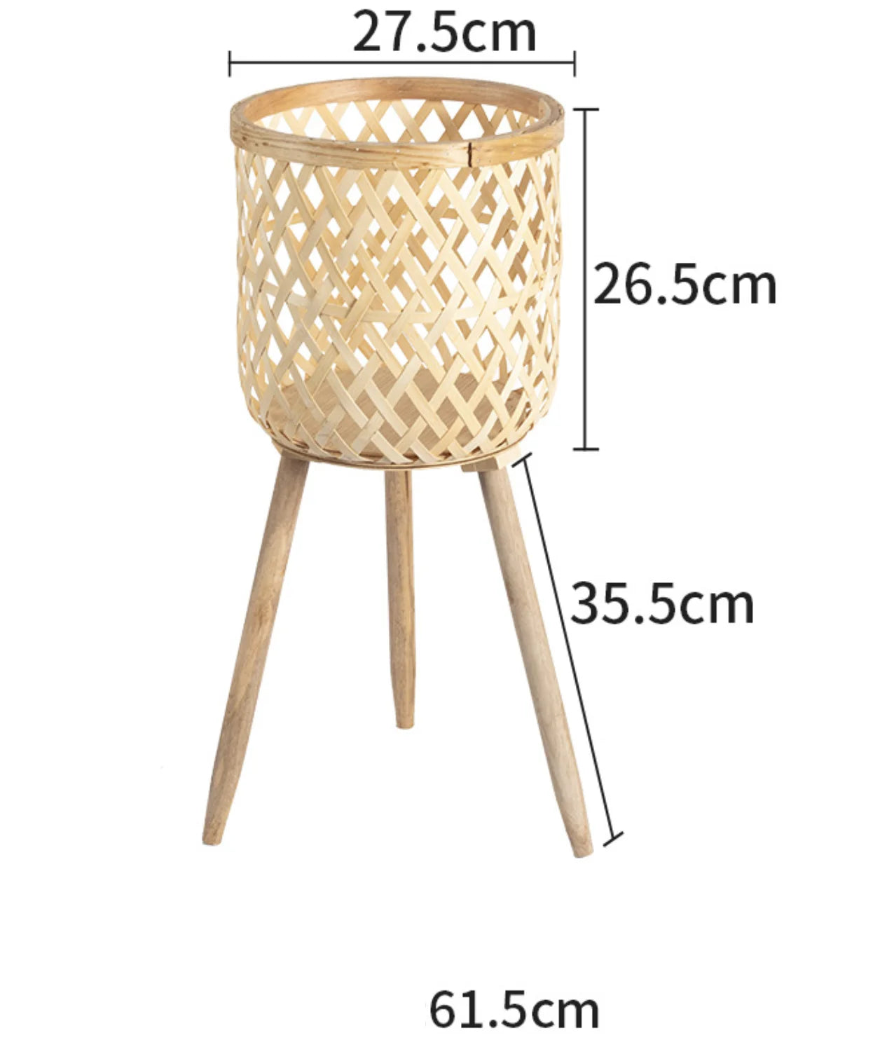 RTS Bamboo Woven Flower Pot Wood Plant Stand Wicker Rattan Plant Basket for Home Decor Balcony Living Room Functional Floor Vase